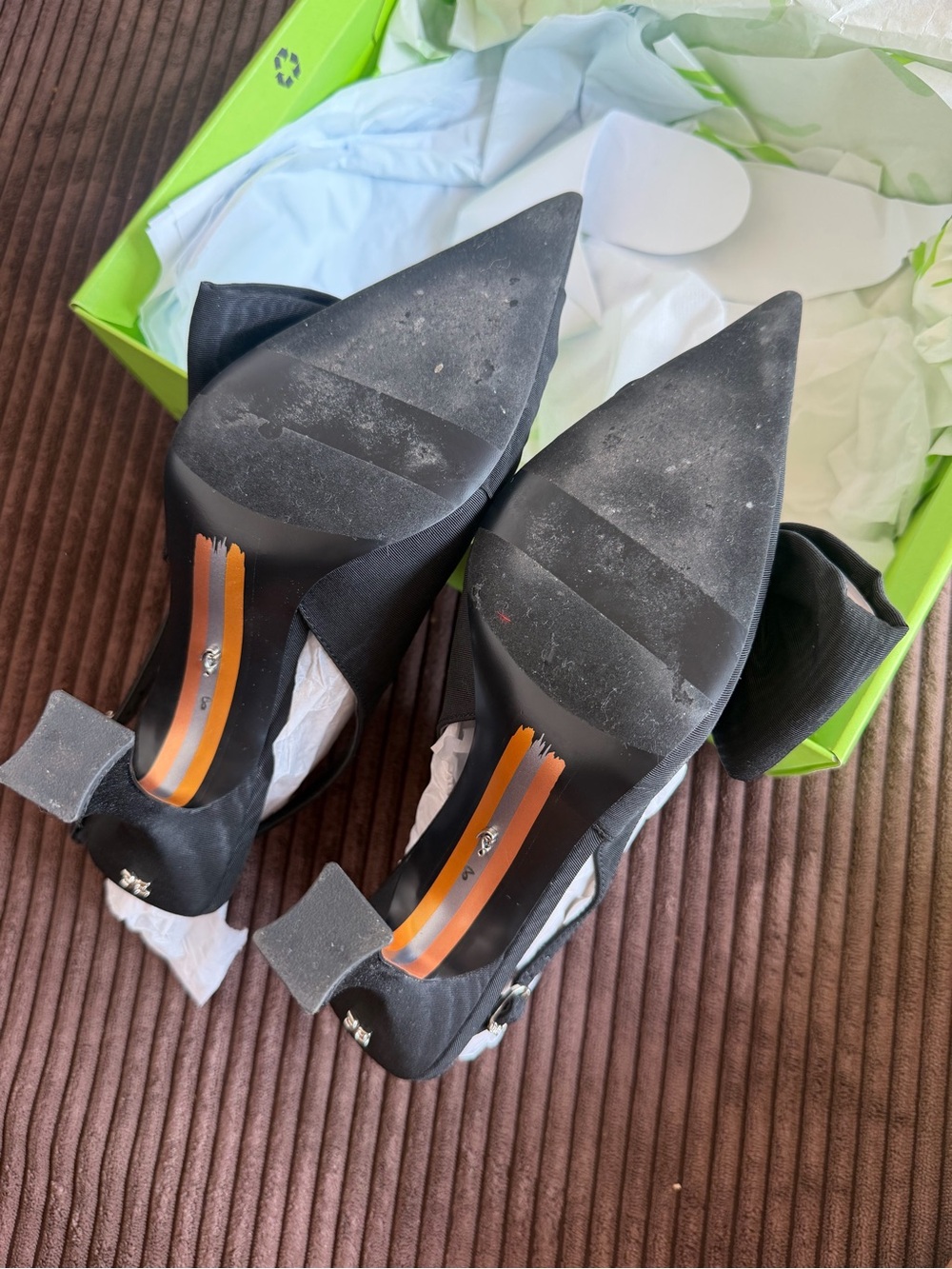Sam Edelman Black Pointed Bow Slingback Pumps - size US8 - Picture 7 of 8